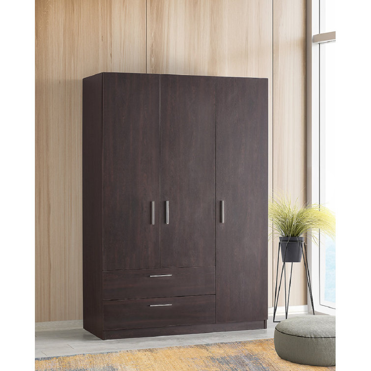 Latitude Run® Cambridge Freestanding Wardrobe Cherry3Door With Outside 2Drawer
